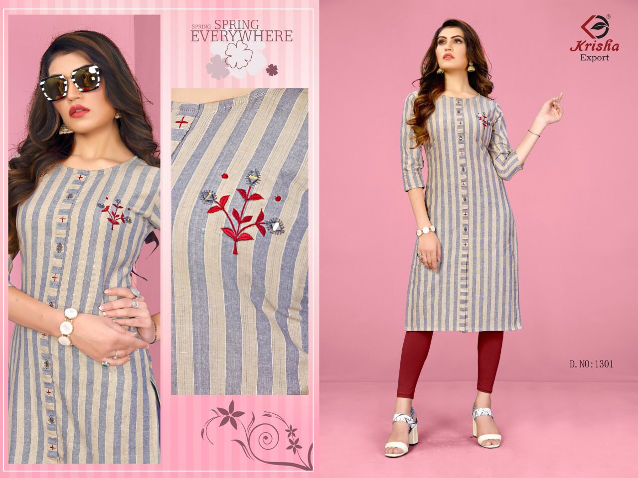 Krisha Cocktail Regular Wear Weaving Cotton Stripes Designer Kurti Collection